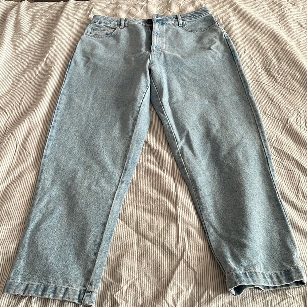 Lucy & Yak Dana Mom Jeans — Organic Denim Light Wash Blue